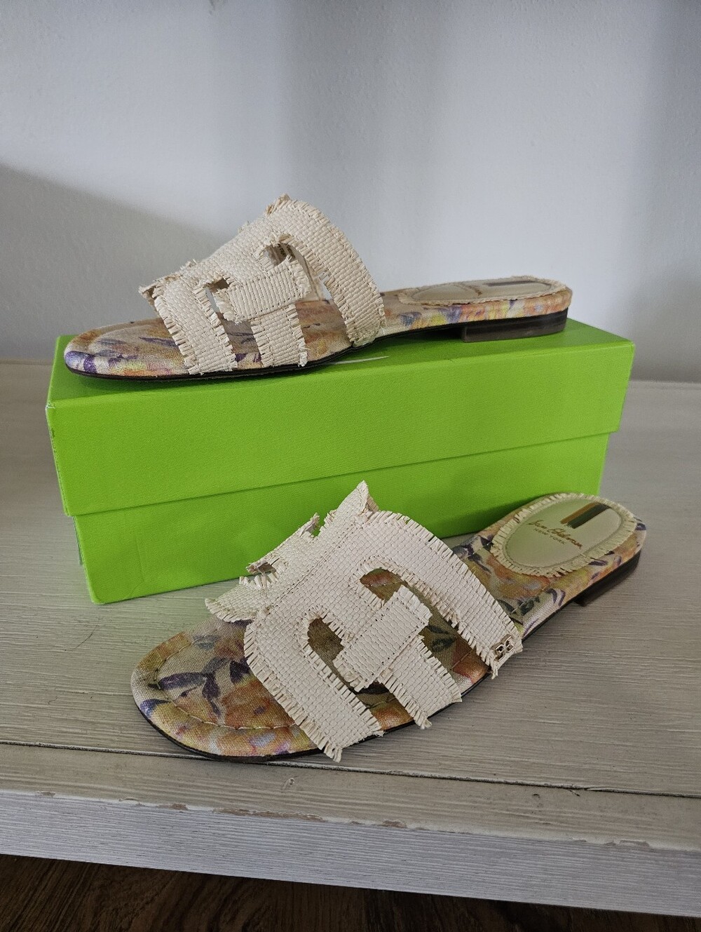 Sam Edelman Woven Ivory Slide Sandals